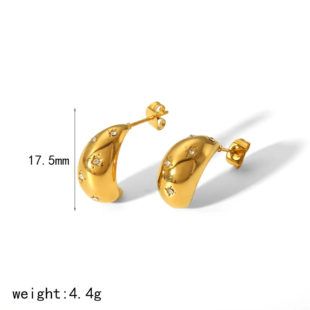 1 Pair Simple Style Droplet Shape Stainless Steel 18K Gold Plated Inlay Rhinestones Women's Stud Earrings Picture2